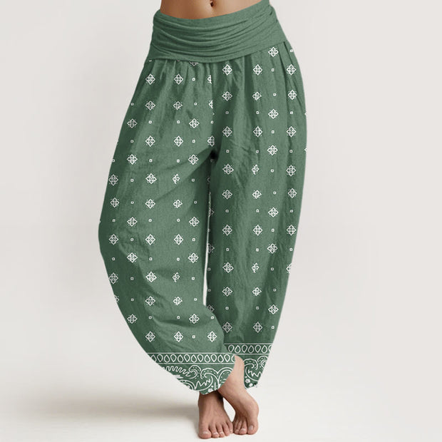 Buddha Stones Paisley Geometric Pattern Women's Elastic Waist Harem Pants