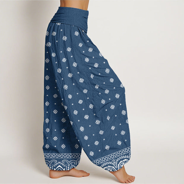 Buddha Stones Paisley Geometric Pattern Women's Elastic Waist Harem Pants