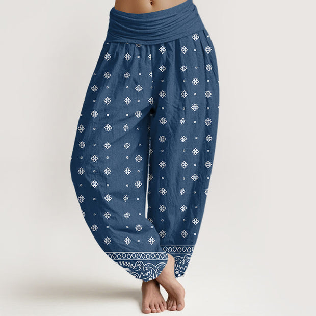 Buddha Stones Paisley Geometric Pattern Women's Elastic Waist Harem Pants