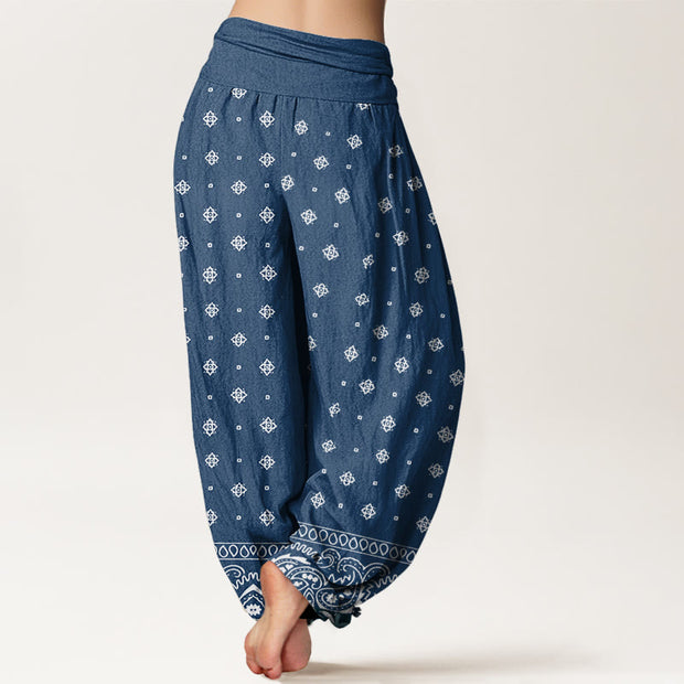 Buddha Stones Paisley Geometric Pattern Women's Elastic Waist Harem Pants