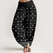 Buddha Stones Paisley Geometric Pattern Women's Elastic Waist Harem Pants