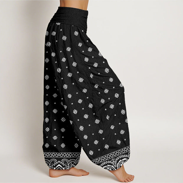 Buddha Stones Paisley Geometric Pattern Women's Elastic Waist Harem Pants