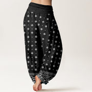Buddha Stones Paisley Geometric Pattern Women's Elastic Waist Harem Pants