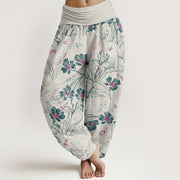Buddha Stones Casual Tropical Flowers Foliage Pattern Women's Elastic Waist Harem Pants - WhiteSmoke - US22，UK/AU26，EU54 (6XL) - image 5