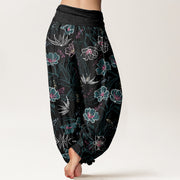 Buddha Stones Casual Tropical Flowers Foliage Pattern Women's Elastic Waist Harem Pants - image 9