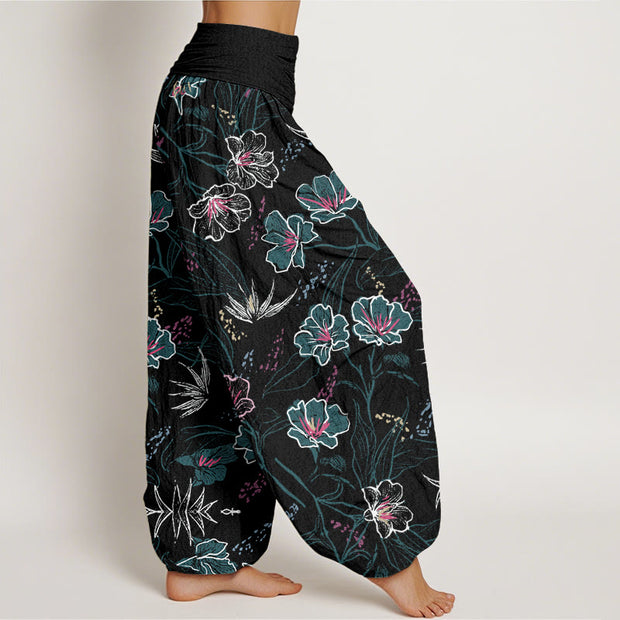Buddha Stones Casual Tropical Flowers Foliage Pattern Women's Elastic Waist Harem Pants - image 10