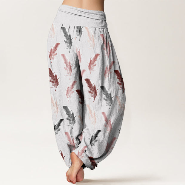 Buddha Stones Casual Tropical Flowers Foliage Pattern Women's Elastic Waist Harem Pants - image 2