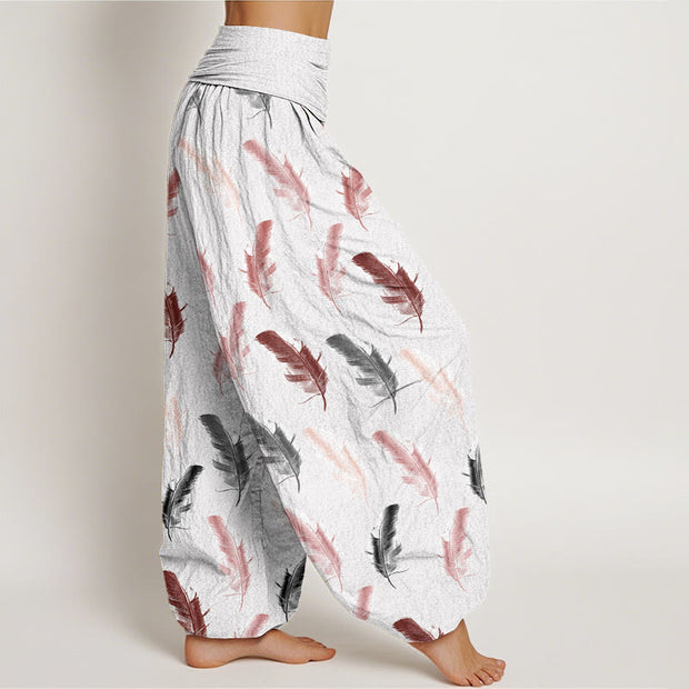 Buddha Stones Casual Tropical Flowers Foliage Pattern Women's Elastic Waist Harem Pants - image 3