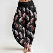 Buddha Stones Casual Tropical Flowers Foliage Pattern Women's Elastic Waist Harem Pants