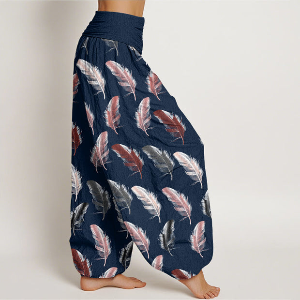 Buddha Stones Casual Tropical Flowers Foliage Pattern Women's Elastic Waist Harem Pants - image 10