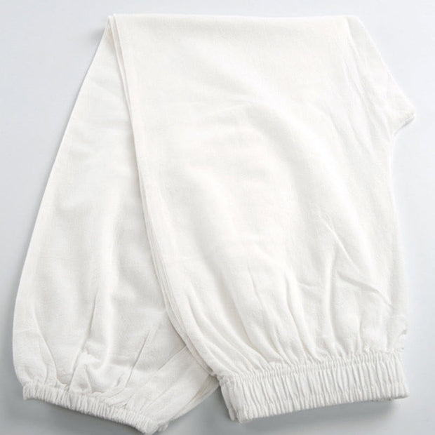Buddha Stones Summer Solid Color Unisex Elastic Waist Tai Chi Qigong Practice Pants With Pockets