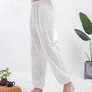 Buddha Stones Summer Solid Color Unisex Elastic Waist Tai Chi Qigong Practice Pants With Pockets
