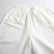 Buddha Stones Summer Solid Color Unisex Elastic Waist Tai Chi Qigong Practice Pants With Pockets