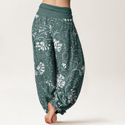 Buddha Stones Casual Floral Vine Plant Pattern Women's Elastic Waist Harem Pants - image 3