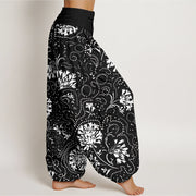 Buddha Stones Casual Floral Vine Plant Pattern Women's Elastic Waist Harem Pants