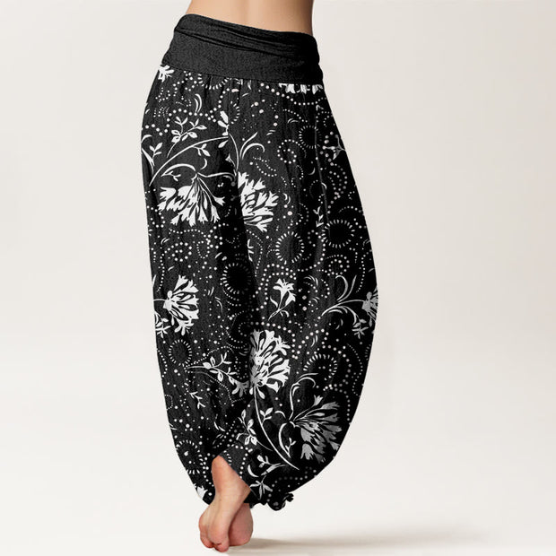 Buddha Stones Casual Floral Vine Plant Pattern Women's Elastic Waist Harem Pants - image 7