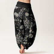 Buddha Stones Casual Floral Line Design Pattern Women's Elastic Waist Harem Pants - image 3