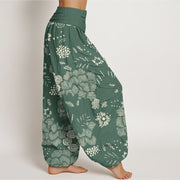 Buddha Stones Casual Floral Line Design Pattern Women's Elastic Waist Harem Pants - image 6