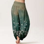 Buddha Stones Casual Gradient Floral Wavy Lines Circular Light Spots Pattern Women's Elastic Waist Harem Pants - image 3