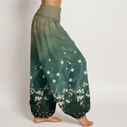 Buddha Stones Casual Gradient Floral Wavy Lines Circular Light Spots Pattern Women's Elastic Waist Harem Pants - image 2