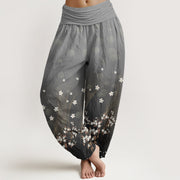 Buddha Stones Casual Gradient Floral Wavy Lines Circular Light Spots Pattern Women's Elastic Waist Harem Pants - SlateGray - US22，UK/AU26，EU54 (6XL) - image 5