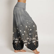 Buddha Stones Casual Gradient Floral Wavy Lines Circular Light Spots Pattern Women's Elastic Waist Harem Pants - image 6