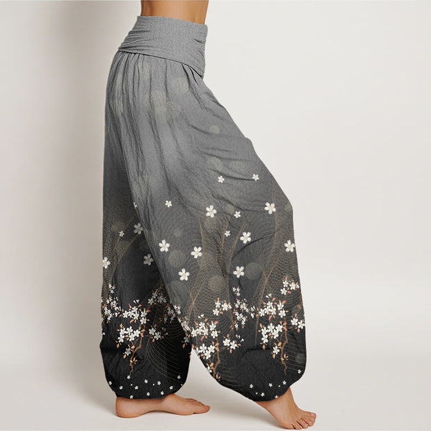 Buddha Stones Casual Gradient Floral Wavy Lines Circular Light Spots Pattern Women's Elastic Waist Harem Pants - image 6