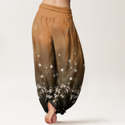 Buddha Stones Casual Gradient Floral Wavy Lines Circular Light Spots Pattern Women's Elastic Waist Harem Pants - image 10