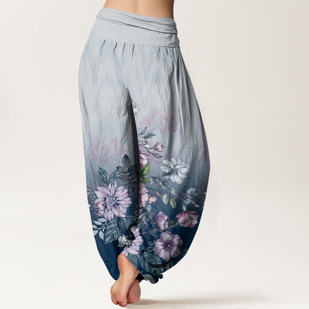 Buddha Stones Casual Gradient Petals Leaves Pattern Women's Elastic Waist Harem Pants - image 7