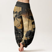 Buddha Stones Casual Lotus Petal Pattern Women's Elastic Waist Harem Pants - image 3