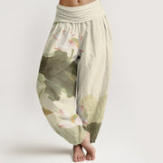 Buddha Stones Casual Lotus Petal Pods Pattern Women's Elastic Waist Harem Pants - Beige - US22，UK/AU26，EU54 (6XL) - image 5