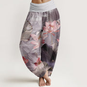Buddha Stones Casual Lotus Petal Pond Pattern Women's Elastic Waist Harem Pants - Thistle - US22，UK/AU26，EU54 (6XL) - image 5