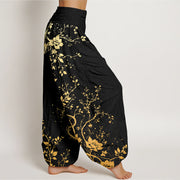 Buddha Stones Casual Dragon Ancient Tree Pattern Women's Elastic Waist Harem Pants