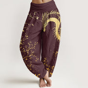 Buddha Stones Casual Dragon Ancient Tree Pattern Women's Elastic Waist Harem Pants