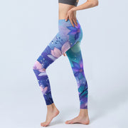 Buddha Stones Moon Lotus Flower Pattern Print Gym Leggings Women's Yoga Pants - image 3