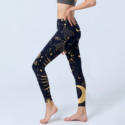 Buddha Stones Moon Star Universepattern Print Gym Leggings Women's Yoga Pants - image 3