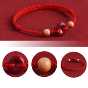 FREE Today: Luck and Wealth Peach Wood Peace Buckle Cinnabar String Bracelet Anklet