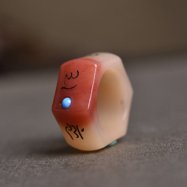 FREE Today: Protection and Luck Camel Bone Om Mani Padme Hum Carving Ring