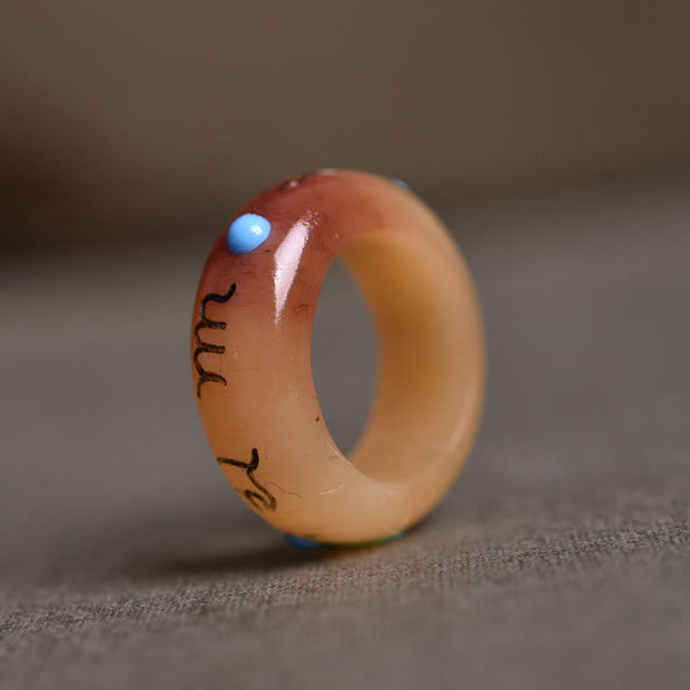 FREE Today: Protection and Luck Camel Bone Om Mani Padme Hum Carving Ring