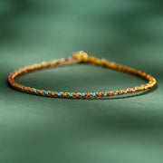 Buddha Stones Colorful Rope Luck Coin Bead Abundance Extra Thin Braided Bracelet