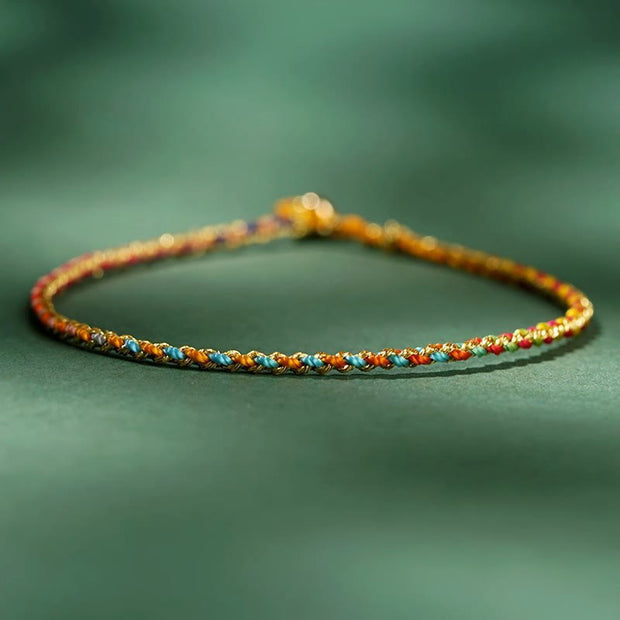 FREE Today: Luck Strength Colorful Rope Coin Bead Extra Thin Braided Bracelet