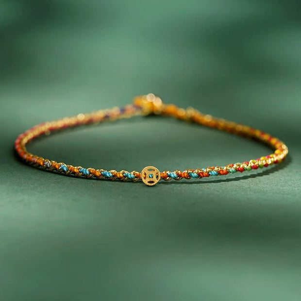 FREE Today: Luck Strength Colorful Rope Coin Bead Extra Thin Braided Bracelet