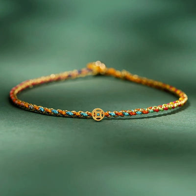 FREE Today: Luck Strength Colorful Rope Coin Bead Extra Thin Braided Bracelet