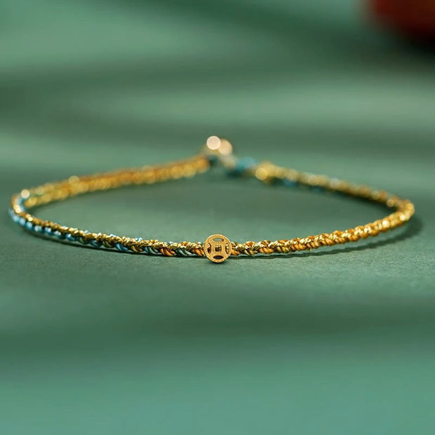 FREE Today: Luck Strength Colorful Rope Coin Bead Extra Thin Braided Bracelet