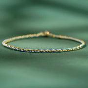 Buddha Stones Colorful Rope Luck Coin Bead Abundance Extra Thin Braided Bracelet - Blue - Bare Rope - 20cm - image 15