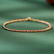 Buddha Stones Colorful Rope Luck Coin Bead Abundance Extra Thin Braided Bracelet
