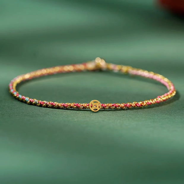 FREE Today: Luck Strength Colorful Rope Coin Bead Extra Thin Braided Bracelet