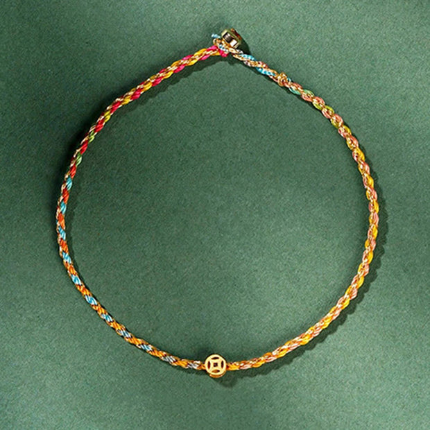FREE Today: Luck Strength Colorful Rope Coin Bead Extra Thin Braided Bracelet