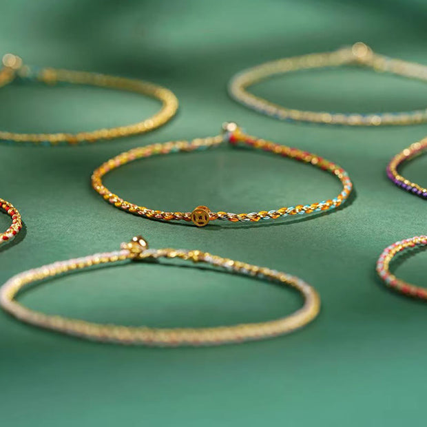 Buddha Stones Colorful Rope Luck Coin Bead Abundance Extra Thin Braided Bracelet - image 22