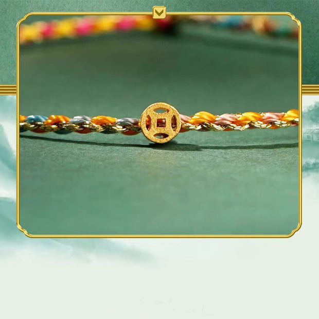 Buddha Stones Colorful Rope Luck Coin Bead Abundance Extra Thin Braided Bracelet - image 6